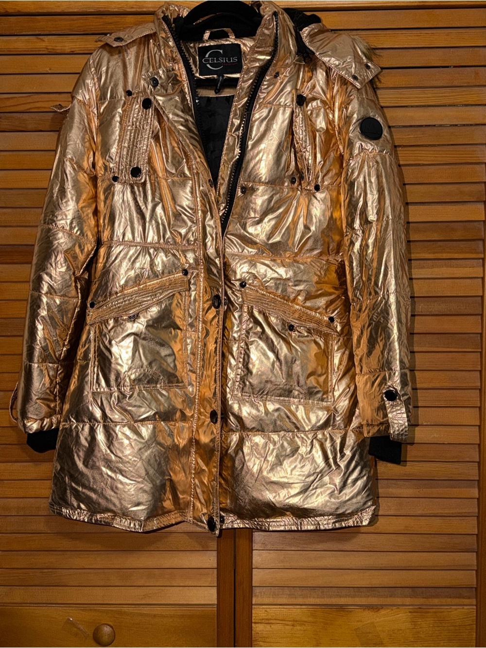 Celsius Premium Metallic Gold Puffer Parka